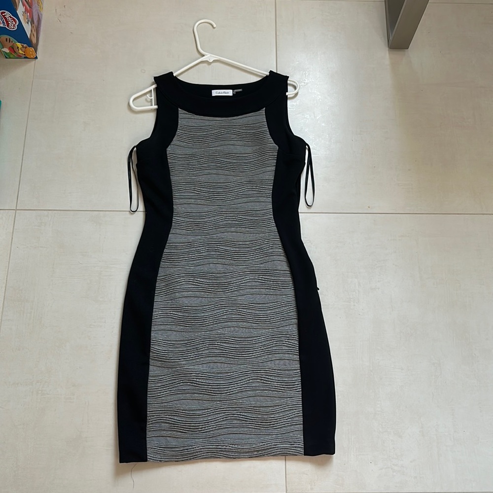 Calvin Klein midi dress, black and gray